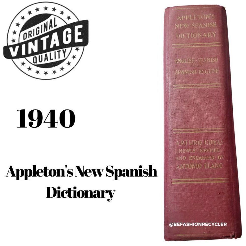 Vintage 1940s Appletons New English-Spanish Dictionary Hardcover GUC